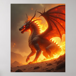 Affiche Dragon de Feu d'Enfer Brûlant de Soleil