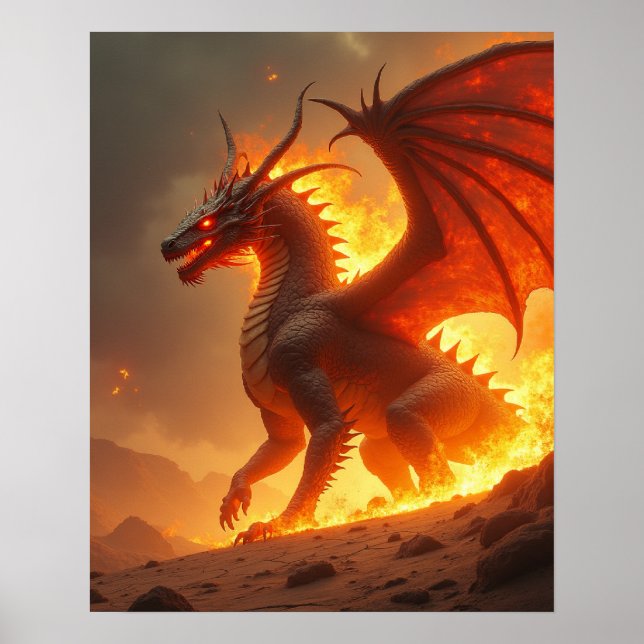Affiche Dragon de Feu d'Enfer Brûlant de Soleil (Devant)