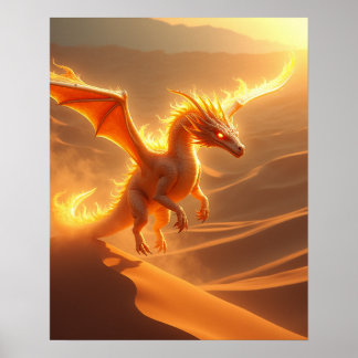 Affiche Dragon de Feu Désert en Flammes