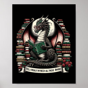 Affiche Dragon de livre Oui, j'ai vraiment besoin de tous