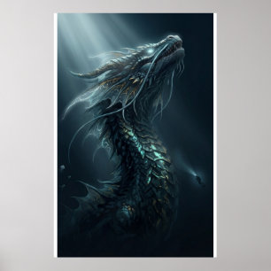 Affiche Dragon de mer majestueux à écaille dorée - Guar de