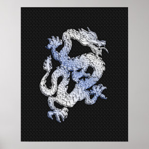 Affiche Dragon de style Chrome sur la peau de serpent noir