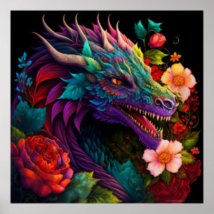 Affiche Dragon du jardin floral