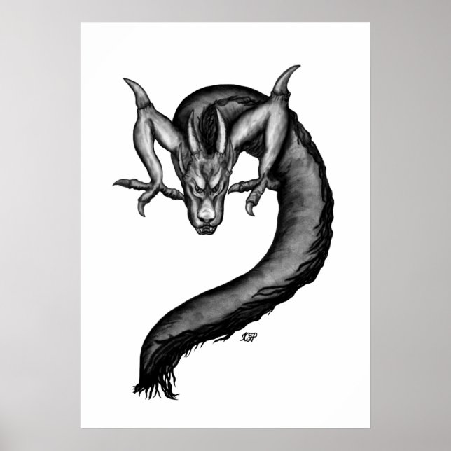 Affiche Dragon en style tatouage (Devant)