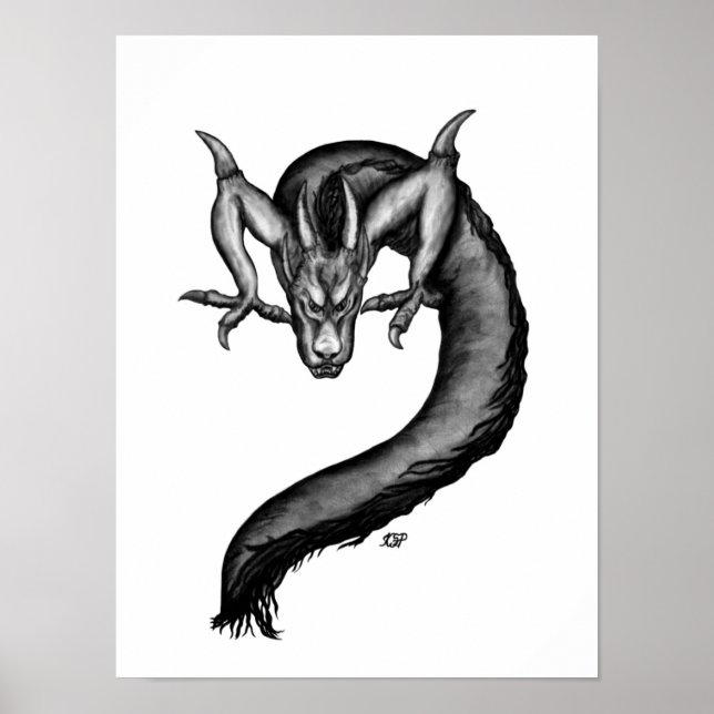 Affiche Dragon en style tatouage (Devant)