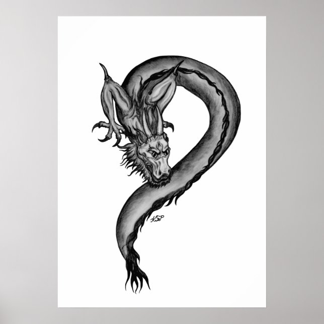 Affiche Dragon en style tatouage (Devant)