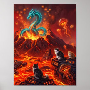 Affiche dragon enflammé