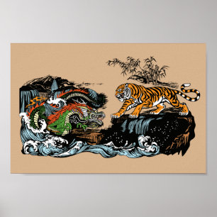 Affiche Dragon et tigre chinois