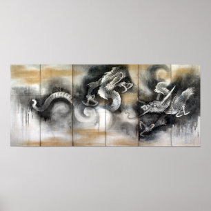 Affiche Dragon et tigre de Soga Nichokuan