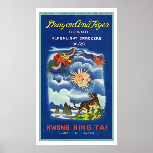 Affiche Dragon et Tigre (pétard chinois Vintage) (Devant)