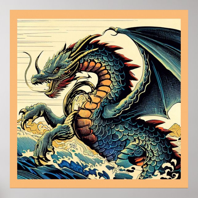 Affiche Dragon européen Imaginaire - Bois coupé 4 (Devant)