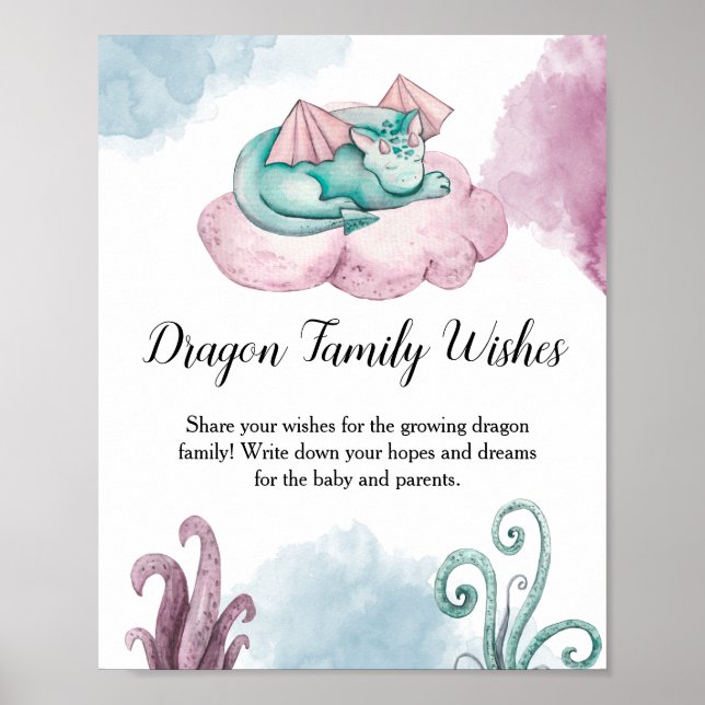 Affiche Dragon Family Wings Dragon Baby shower Conseils (Devant)