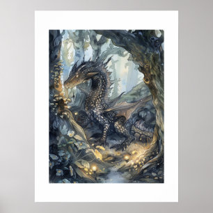 Affiche Dragon forestier enchanté