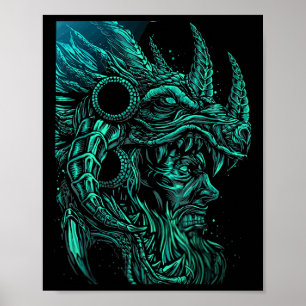 Affiche Dragon Head Odin Nordic Dieu De Guerre Fils Viking