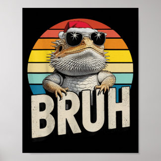 Affiche Dragon hérissé Père Noël Noël Bruh Retro Lizard B