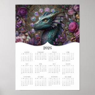 Affiche Dragon Imaginaire Art 2026 Calendrier de l'année c