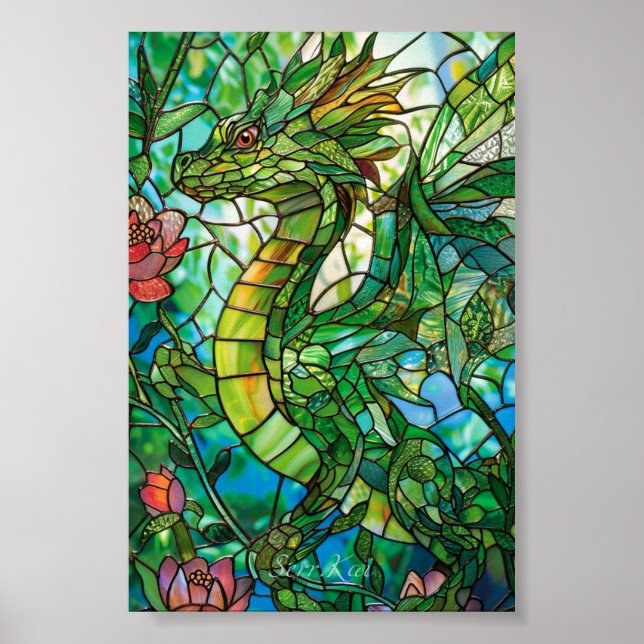 Affiche Dragon Jardin de verre tendu Imprimer et télécharg (Devant)