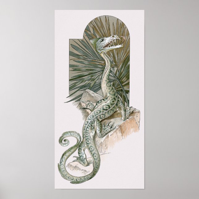 Affiche Dragon mythique Lézard sur les rochers, Mythologie (Devant)