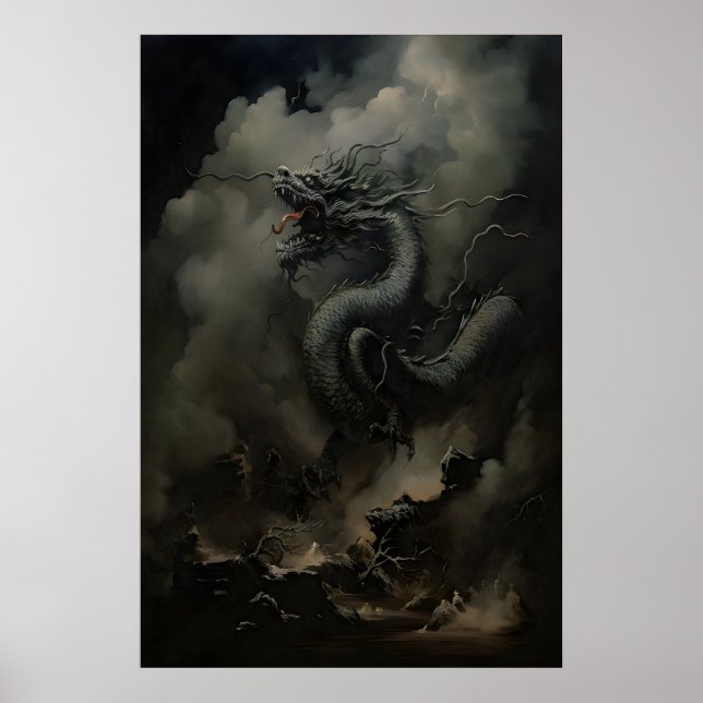 Affiche Dragon Noir  Dark Academia, Nouvel An Chinois, Moo (Devant)