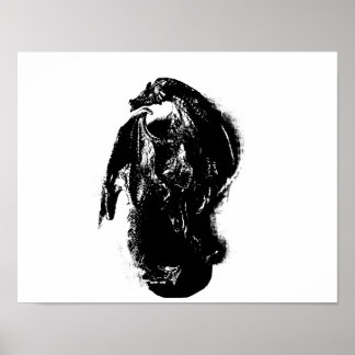 Affiche Dragon noir et blanc