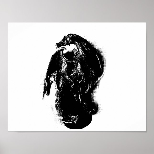 Affiche Dragon noir et blanc (Devant)
