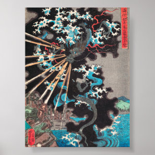 Affiche Dragon orageux par Utagawa Yoshikazu (19e siècle)