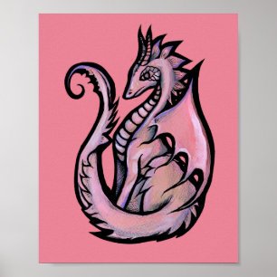 Affiche Dragon rose