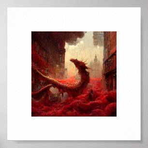 Affiche dragon rouge