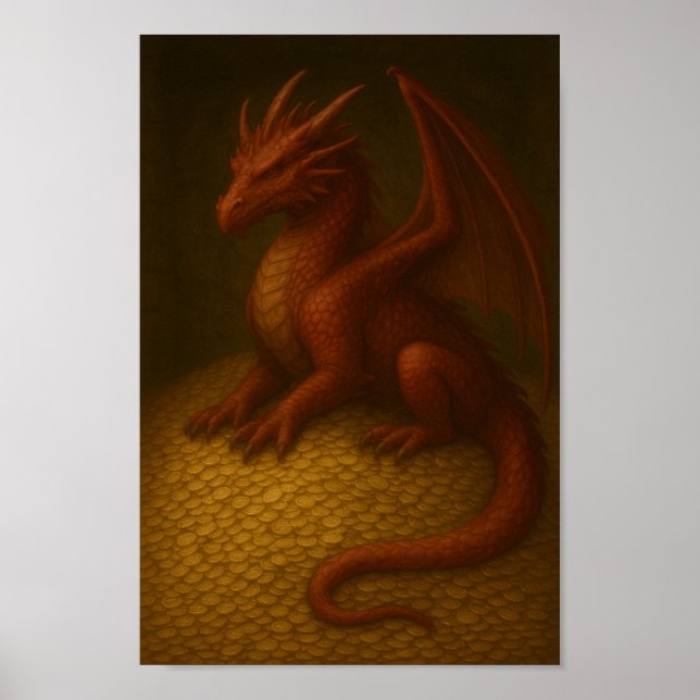 Affiche Dragon rouge sur Hotte Or (Devant)