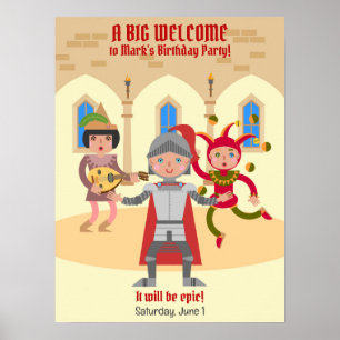 Affiche Dragon Slayer Knight Boy fête d'anniversaire