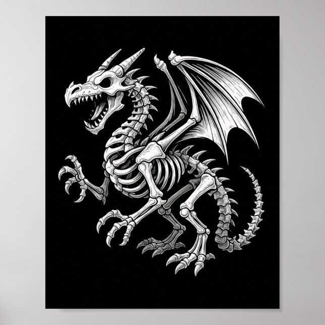 Affiche Dragon Squelette Halloween Imaginaires Garçons Fil (Devant)