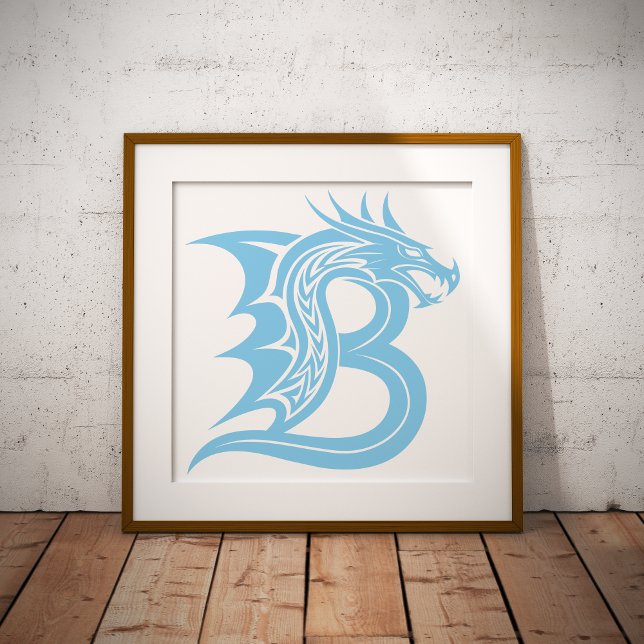 Affiche Dragon Styled Letter B, Dragon Alphabet, Monogram (Créateur téléchargé)