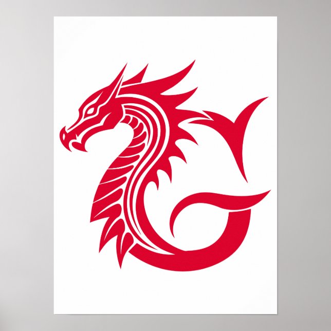 Affiche Dragon Styled Letter G, Dragon Alphabet, Monogram (Devant)