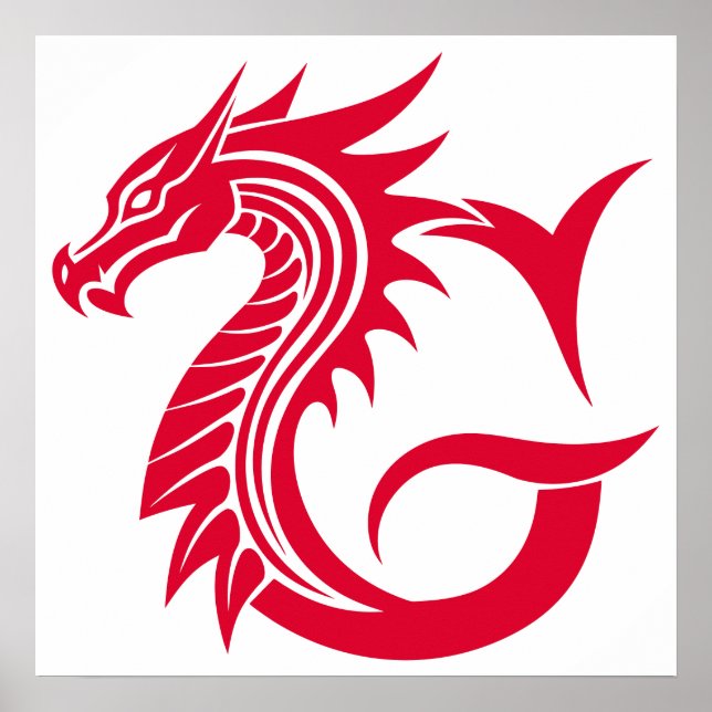Affiche Dragon Styled Letter G, Dragon Alphabet, Monogram (Devant)