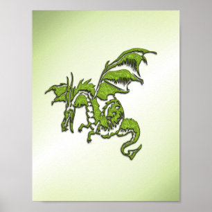 Affiche Dragon Volant Vert
