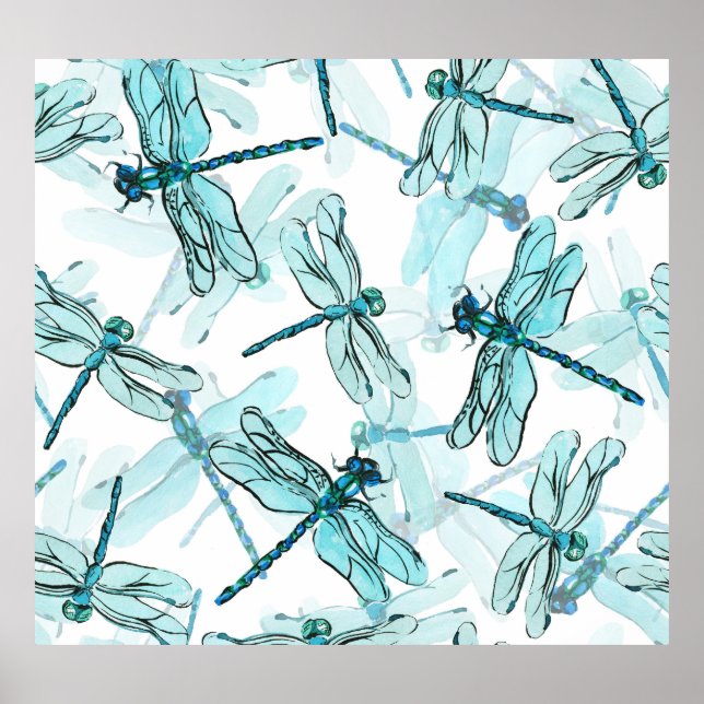 Affiche Dragonflies élégantes : Aquarelle (Devant)