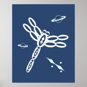 Affiche Dragonfly and Outer Space Rift bleu et blanc
