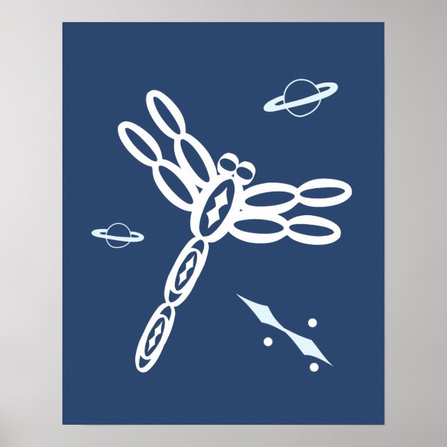Affiche Dragonfly and Outer Space Rift bleu et blanc (Devant)