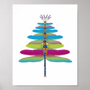 Affiche Dragonfly Christmas Tree Drôle Insectes Lover Xmas