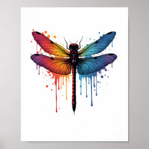 Affiche Dragonfly cool sur la libellule peinte en couleur