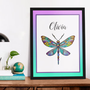 Affiche Dragonfly en verre coloré ailes