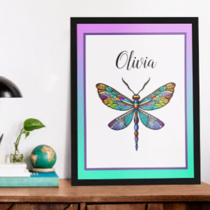 Affiche Dragonfly en verre coloré ailes