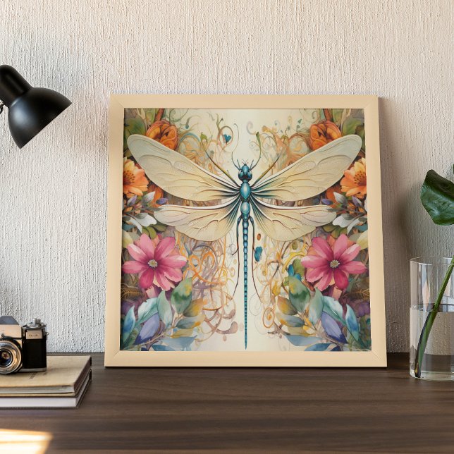 Affiche Dragonfly Et Fleurs sauvages (Créateur téléchargé)