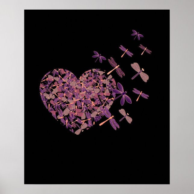 Affiche Dragonfly Heart Flying out of Heart Lover Classic (Devant)