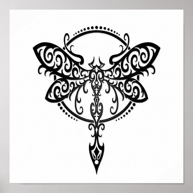 Affiche Dragonfly noire en effervescence sur blanc (Devant)