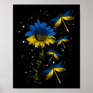 Affiche Dragonfly Ukraine Sunflower Ukraine Drapeau Stand 
