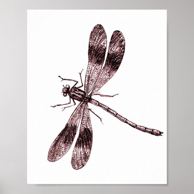 Affiche Dragonfly vintage - Rouge (Devant)