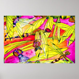 Affiche Dragonfly watercolor painting