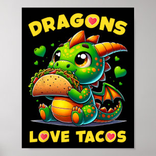 Affiche Dragons Aimer Tacos Cute Cinco De Mayo Cuisine mex