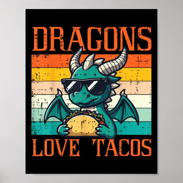 Affiche Dragons Love Tacos Funny Mexicain Fiesta Men W (Devant)